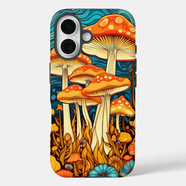 Artistic Retro Mushroom Forest Illustration Case-Mate iPhone Case (Back)