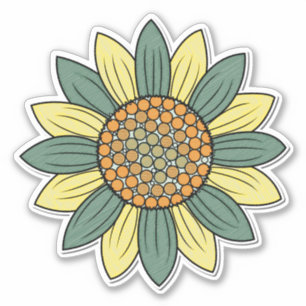 Artistic Retro Sunflower Illustration Art