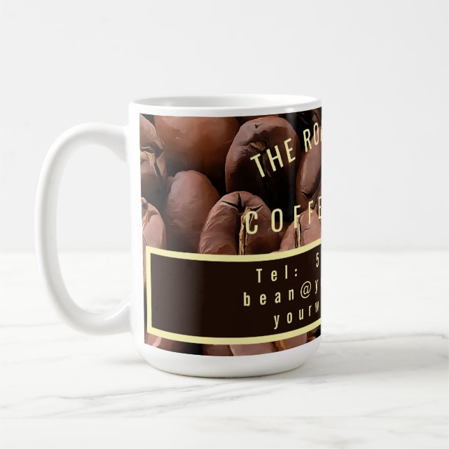 Artistic Roasted Coffee Beans Business Card Mug (Left)