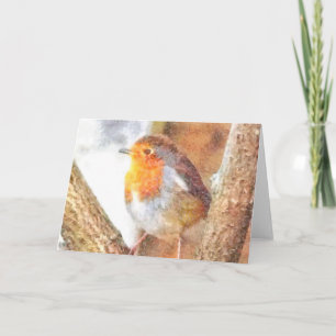 Artistic Robin Redbreast Perched  Card