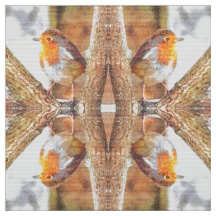 Artistic Robin Redbreast Perched  Fabric
