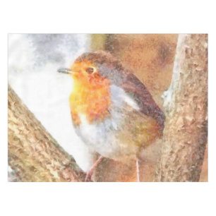 Artistic Robin Redbreast Perched  Tablecloth