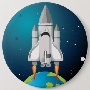 Artistic Rocket Ship Cartoon 6 Cm Round Badge