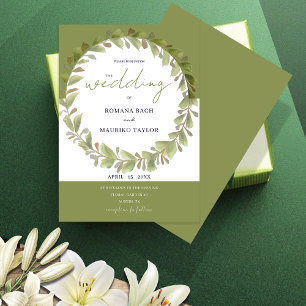Artistic Romantic Green Wreath Invitation