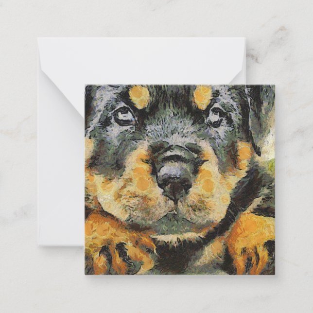 Artistic Rottweiler Puppy Portrait Card (Front)