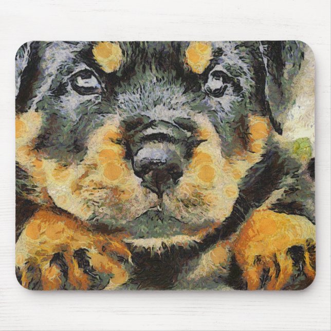 Artistic Rottweiler Puppy Portrait Mouse Pad (Front)
