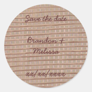 Artistic Rustic Tan Burlap Save the date Stickers