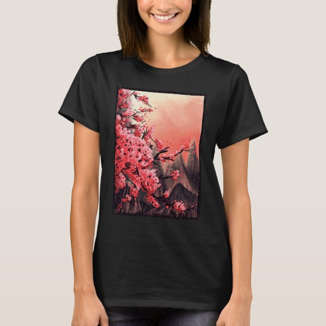Artistic Sakura Cherry Blossom T-Shirt (Front)