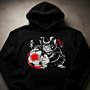 Artistic Samurai Cat Japan Soccer for Football fan Hoodie