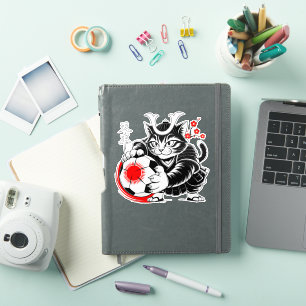 Artistic Samurai Cat Soccer For Laptops & Cars