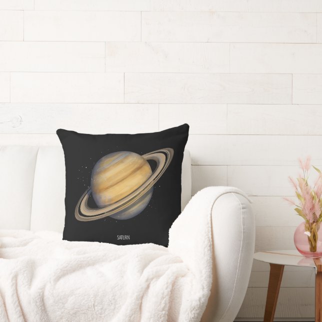 Artistic Saturn with Vibrant Rings Cushion (Couch)