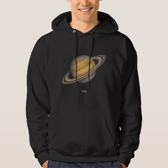 Artistic Saturn with Vibrant Rings Hoodie (Front)