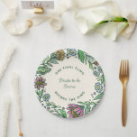 Artistic Scandinavian Folk Floral Bridal Shower Cl Paper Plate<br><div class="desc">Sweet and pretty, this paper plate is easily personalised and features a border design of Scandinavian-inspired florals in pretty jewel and pastel tones giving it a colourful and softly rustic vibe. Ideal for a bridal or baby shower, use these custom paper plates to add an extra personal touch to your...</div>