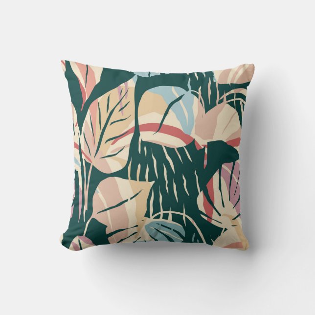 Artistic seamless pattern with abstract leaves. Mo Cushion (Front)
