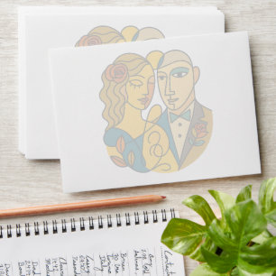 Artistic Silhouette Destination Wedding Modern Art Envelope