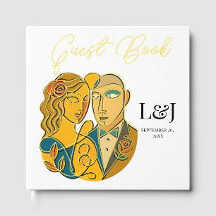 Artistic Silhouette Destination Wedding Modern Art Guest Book