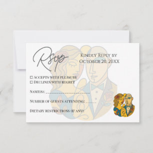 Artistic Silhouette Destination Wedding Modern Art RSVP Card