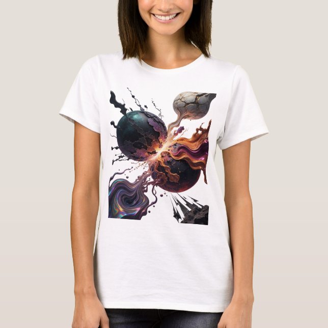Artistic Silver ABSTRACT ART Design v2 T-Shirt (Front)