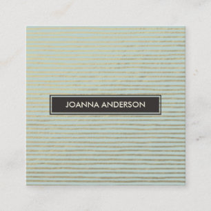 ARTISTIC SILVER AQUA SKETCH STRIPED LINE PATTERN SQUARE BUSINESS CARD