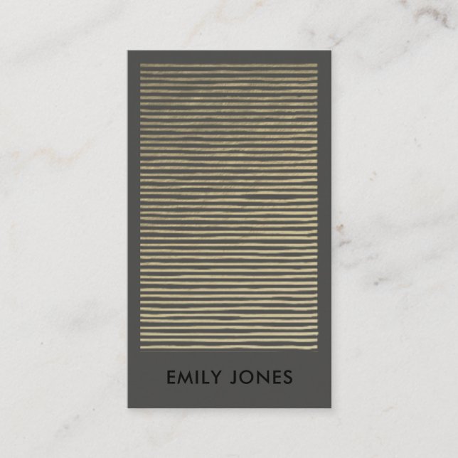 ARTISTIC SILVER FAUX SKETCH STRIPED LINE PATTERN BUSINESS CARD (Front)