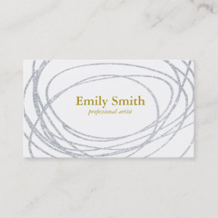 Artistic   Silver Glitter Business Card