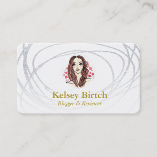 Artistic Silver Glitter Business Card