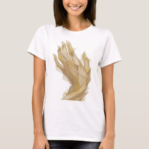 Artistic Silver GOLDEN HANDS Statement Design T-Shirt