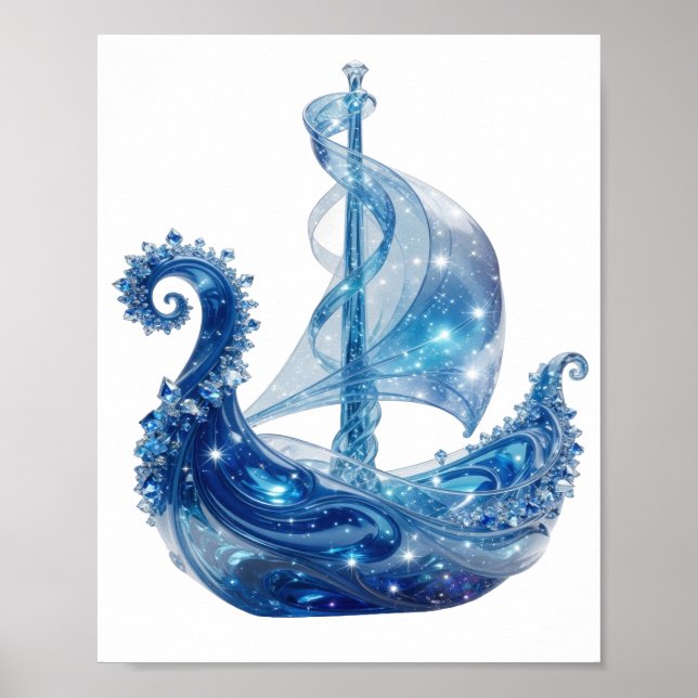 Artistic Silver ICE CRYSTAL SHIP Poster (Front)