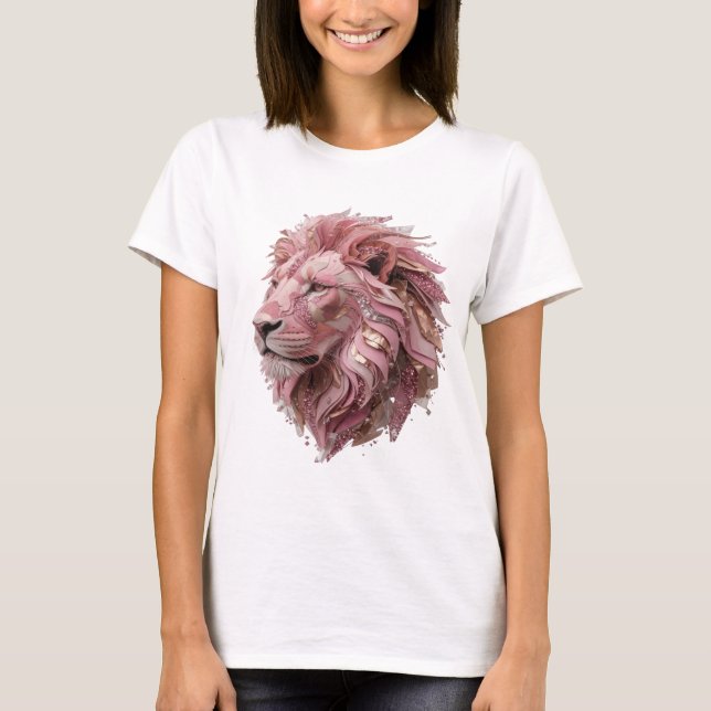 Artistic Silver LION HEAD Bold Design T-Shirt (Front)
