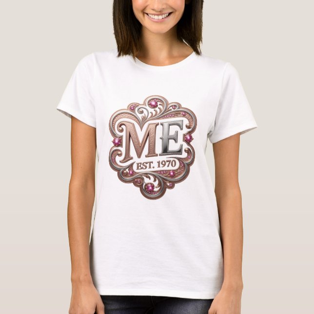 Artistic Silver ME EST 1970 Modern Design T-Shirt (Front)