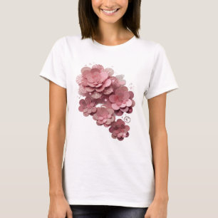 Artistic Silver PINK GLITTER FLOWERS T-Shirt