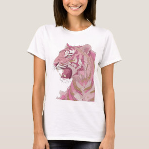 Artistic Silver PINK TIGER Quote Design T-Shirt