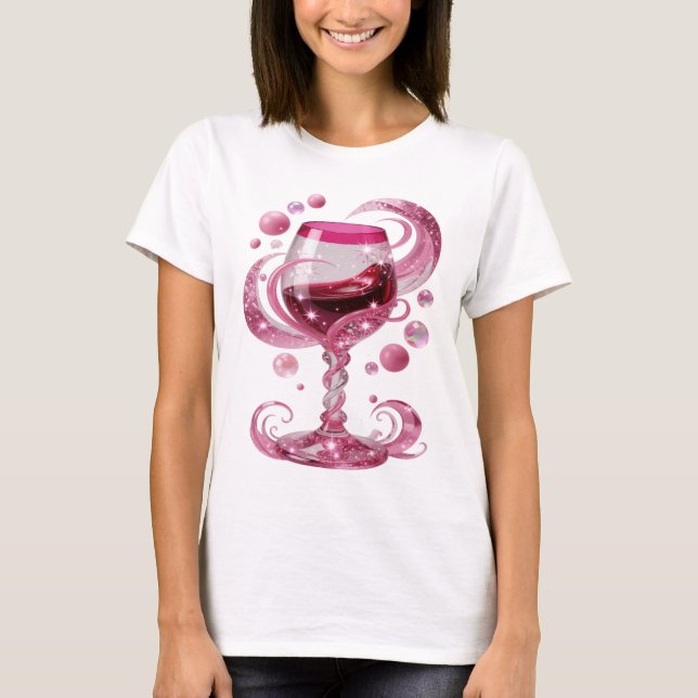 Artistic Silver PINK WINE GLASS Statement Tee (Front)