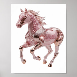 Artistic Silver ROSE GOLD HORSE Slogan Design Poster