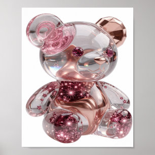 Artistic Silver ROSE GOLD TEDDY BEAR Print