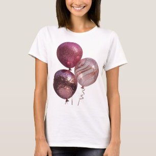 Artistic Silver THREE PINK BALLOONS Text Design T-Shirt