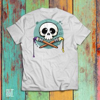 Artistic Skull with Crossed Paintbrushes T-Shirt