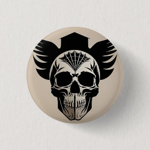 Artistic Skull With Wings and Abstract Geometric 3 Cm Round Badge
