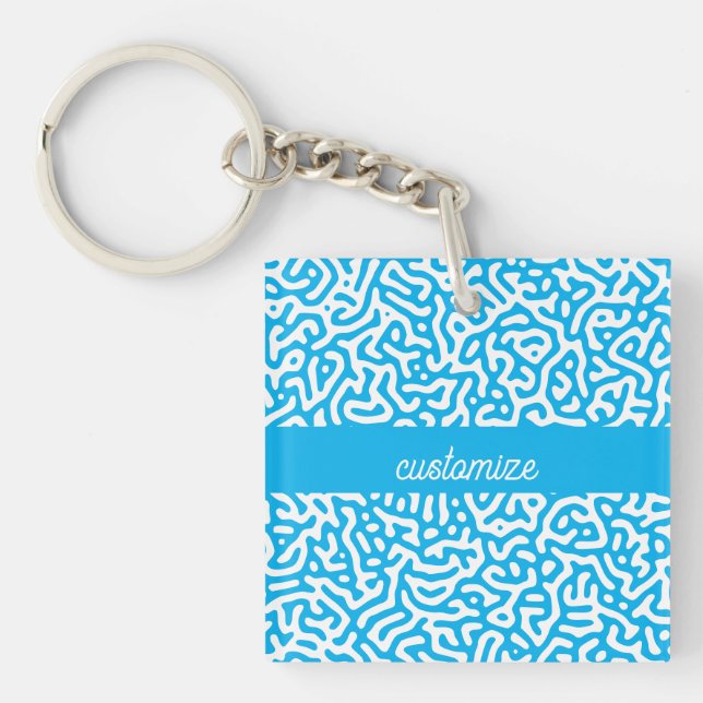 Artistic Sky Blue Turing pattern Key Ring (Front)
