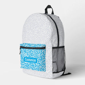 Artistic Sky Blue Turing Pattern Printed Backpack