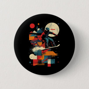 Artistic Snowboarder Men And Women Snowboarding Lo 6 Cm Round Badge