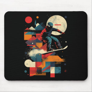 Artistic Snowboarder Men And Women Snowboarding Lo Mouse Pad