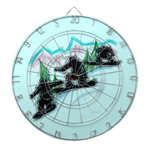 Artistic snowboarder theme colourful dart board
