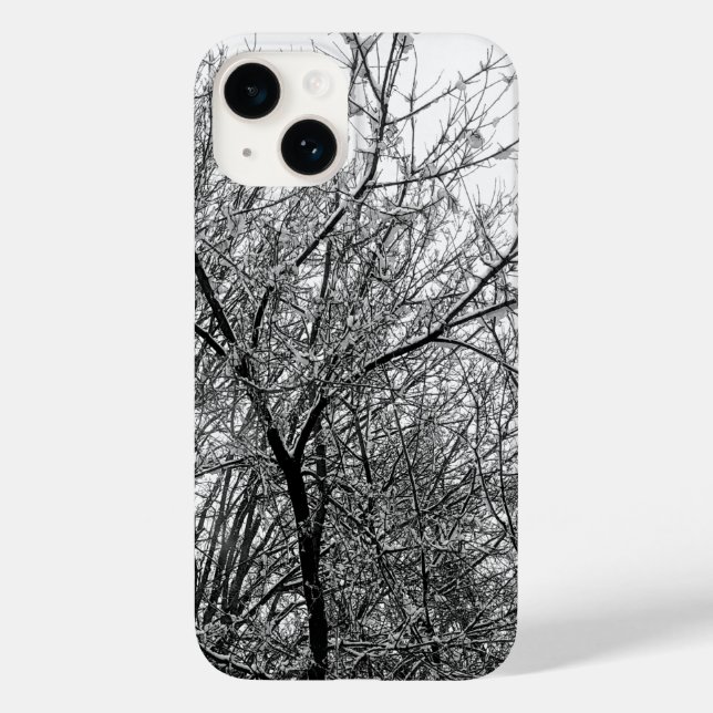 Artistic Snowy Tree Branches B & W Photography Case-Mate iPhone Case (Back)