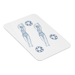 Artistic Snychro Swimmers Blue Illustration  Magnet