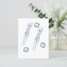 Artistic Snychro Swimmers Blue Illustration