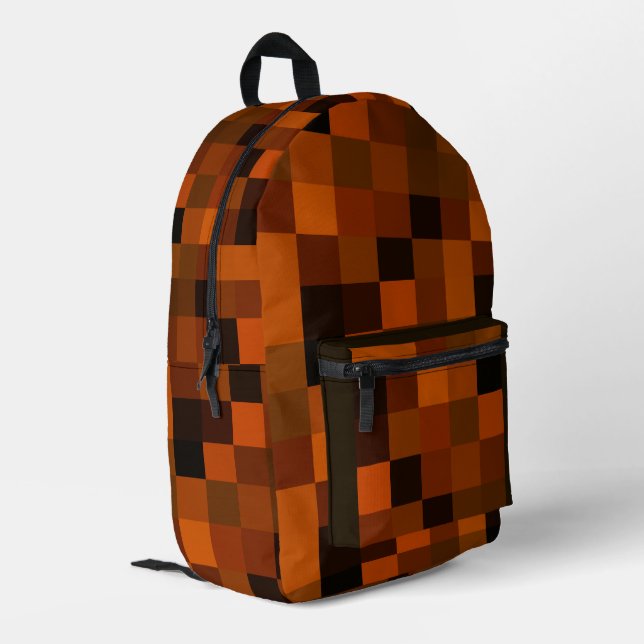  Artistic Soft Warm Colourful Retro Plaid Brown Printed Backpack (Back Corner Left)