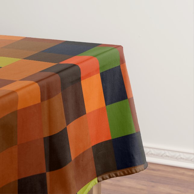  Artistic Soft Warm Colourful Retro Plaid Pattern Tablecloth (In Situ)