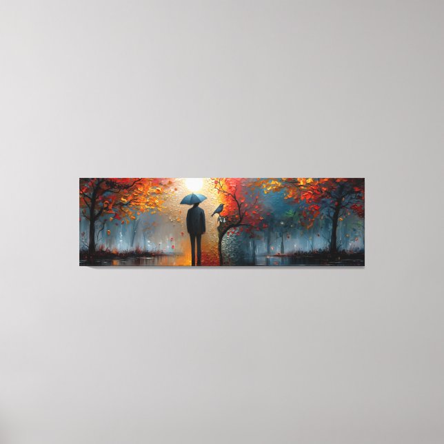 🌅🎨👤 Artistic Solitude: A Panoramic View 🍂🌳 Canvas Print (Front)