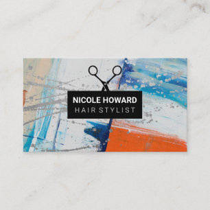 Artistic Spatter Modern Hair Stylist Business Card
